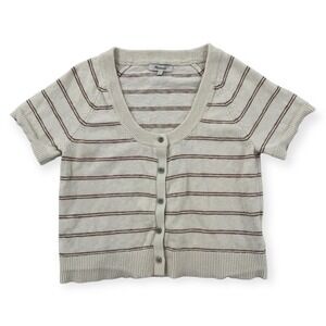 Madewell Cream and Brown Striped Sweater
